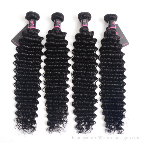 Beauty Youth 12A Grade Deep Wave brazilian human hair weave bundles